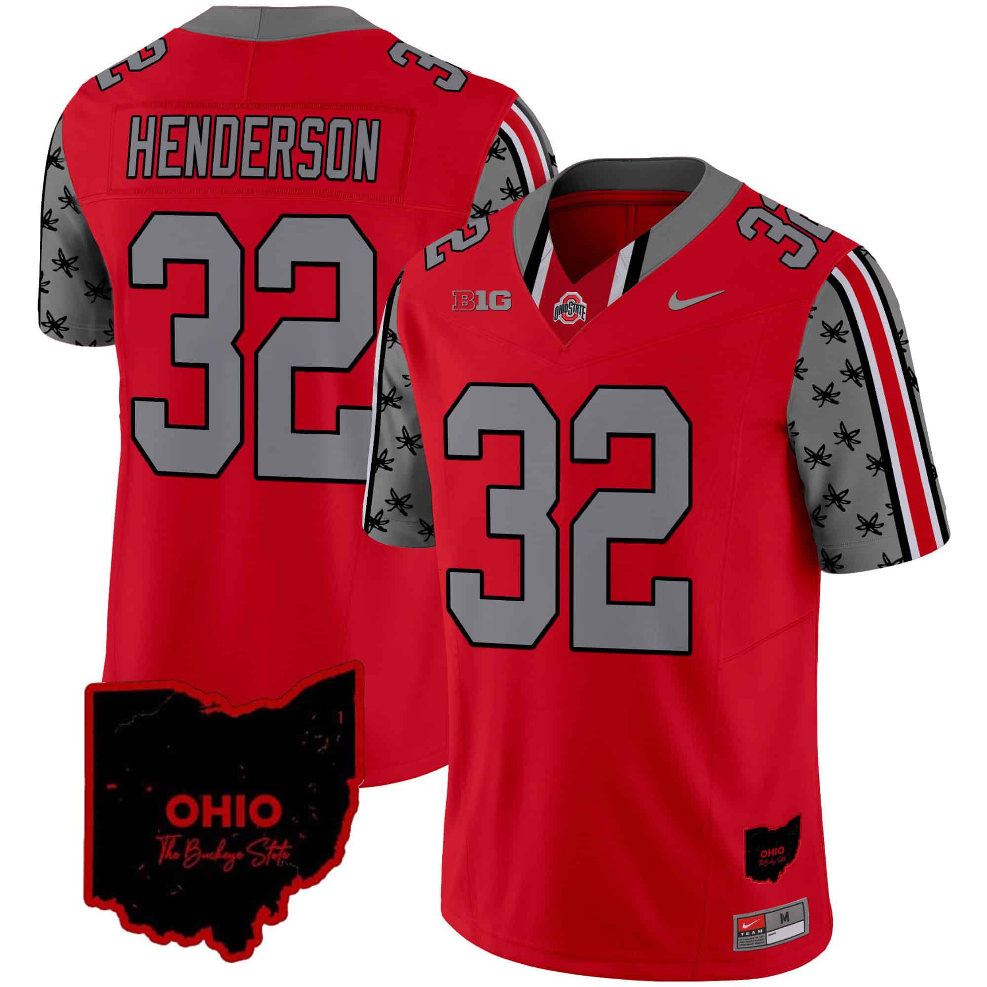 Men Ohio State Buckeyes #32 Henderson Red 2024 Nike Home Patch Vapor Limited NCAA Jersey->indianapolis colts->NFL Jersey